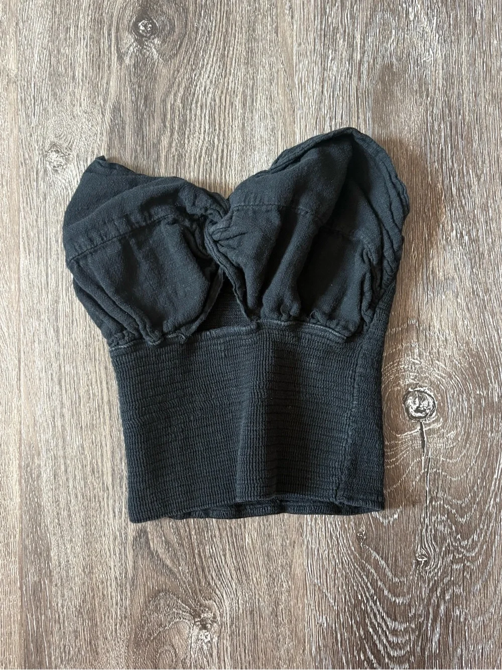 Black Strapless Crop Top